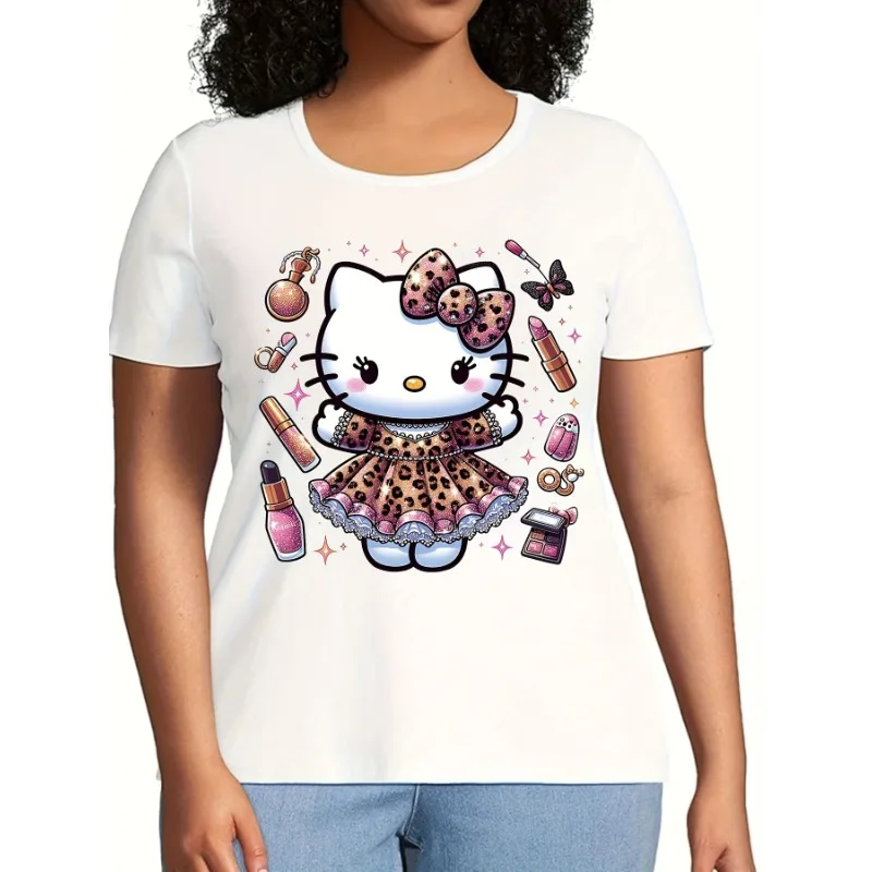 

Sanrio Women T-Shirt for Hello Kitty Cinnamonroll Kurumi My Melody Casual Comfortable Short Sleeve Cartoon Pattern Printed Shirt