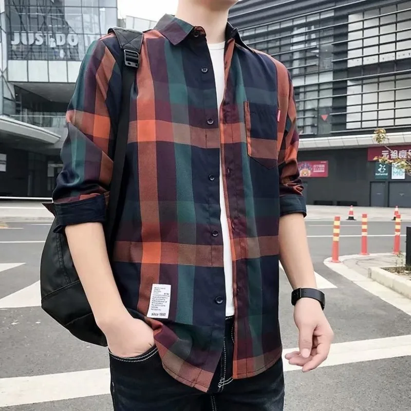 Shirts For Men Plaid Check Red Colourful Man Shirt Cheap Things With Stylish Brand Fashion Fashion 2024 Cotton New In Sale