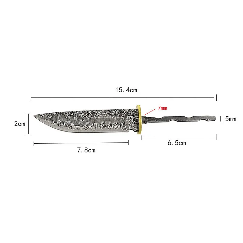 Dropship Damascus Steel Fixed Blade Knife Blank Prepared Products Insert DIY Semi-finished Abillets Acessories Tool Parts