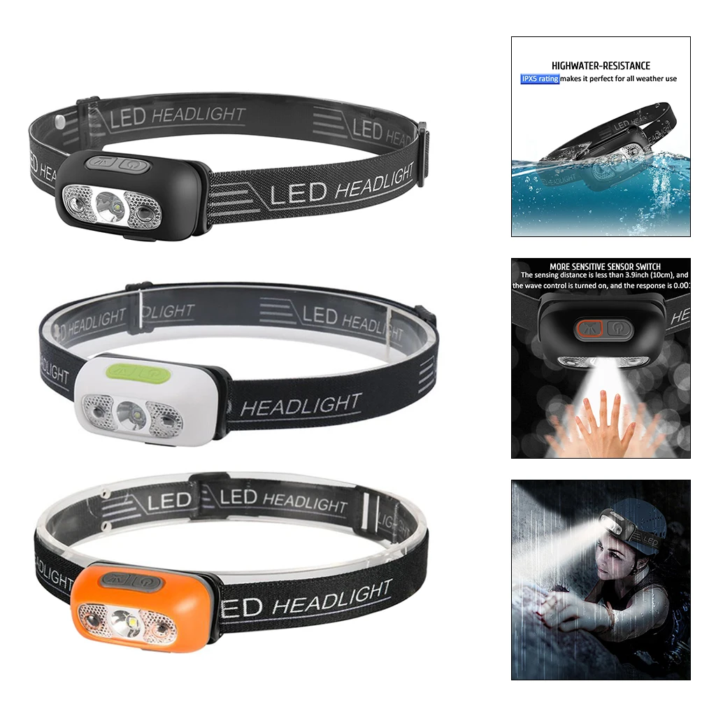 4 Modes Body Motion Sensor Headlight Mini USB Rechargeable Headlamp Camping Flashlight Head Light Lamp Waterproof For Outdoor