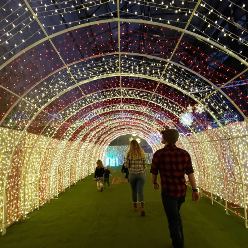 

Custom. hot sell decoration outdoor landscape 3D sculpture Street motif customized LED ball arch tunnel light