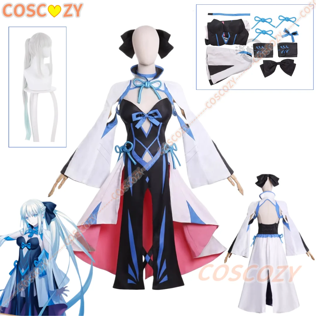 Disfraz de Cosplay de Anime Fate/Grand Order FGO Morgan Le Fay, Peluca, Uniforme de Combate, Falda, Conjunto Completo, Traje Sexy de Carnaval para Mujer