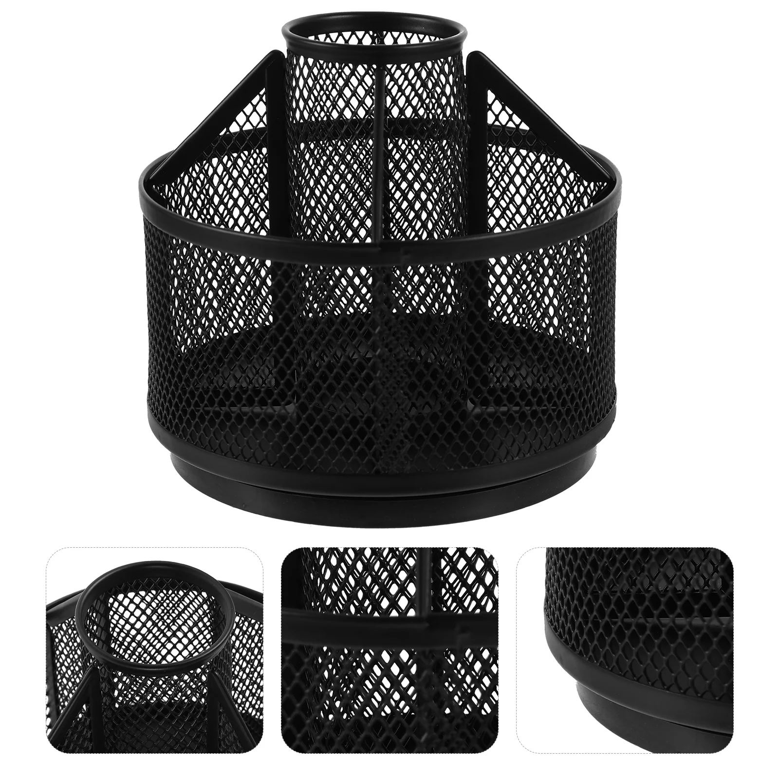 

Metal Rotating Pen Holder Black 360 Degree Rotary Organizer Desk Pen Cup Pencil Makeup Brush Holder Rotating Makeup Organizer