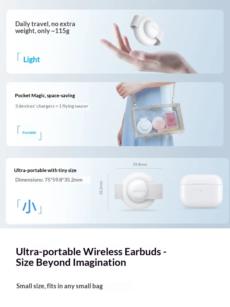 Anker 15w 3 In 1 Wireless Charger Portable Certified Fast Ufo Charging Station For Phone 15 Phone 16 Pro Intelligence Watch view 3