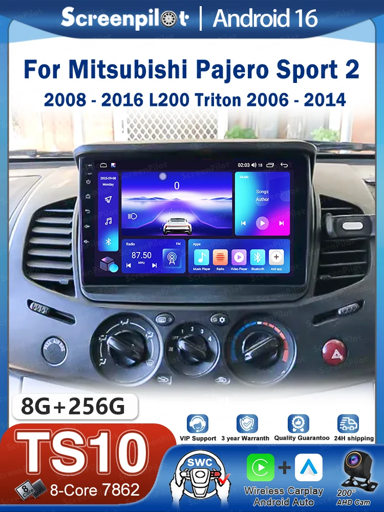 Android 16 Car Radio Stereo Head Unit For Mitsubishi Pajero Sport 2 2008 - 2016 L200 Triton 2006 Video Player GPS Touch Screen view 6