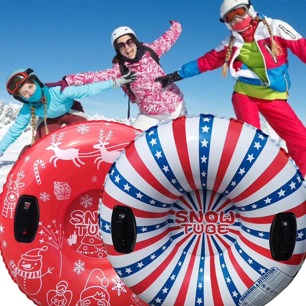 96/120 cm Slitta da neve Anello da sci gonfiabile Tubo da slitta in PVC Addensare Tubo da neve Tubo da neve invernale con manico Accessori da sci