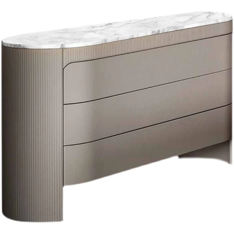 

TV Cabinet High Simple Modern Marble Countertop Bedroom Locker Straight Pattern Entrance Cabinet