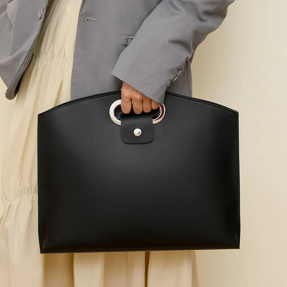 Elegante borsa tote per documenti da ufficio in PU Borsa per computer in tinta unita di grande capacità Borsa per laptop Valigette per ragazze