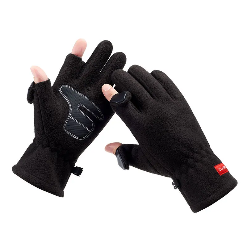 Uomo inverno pile polare Gel di silice antiscivolo Clamshell Show Finger Touch Screen guanto più velluto spesso caldo Sport guanto da ciclismo