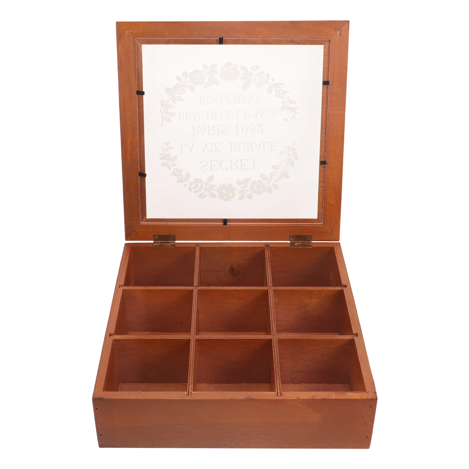 

Wooden 9-Grids Storage Box Makeup Organizers Jewelry Display Case Acrylic Lid Desktop Vanity Organizer Compact Home Decor