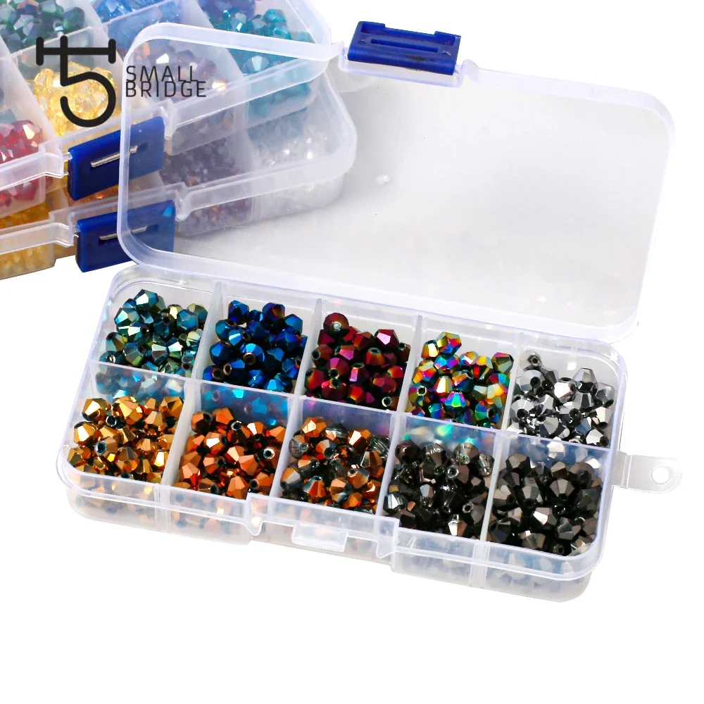 3 4 6mm Czech Crystal Bicone Beads kit for making jewelry material for jewelry Mix Metal color Loose Spacer Beads wholesale