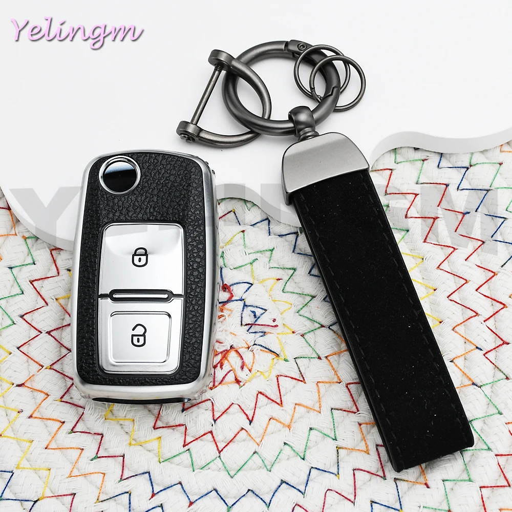 2 Buttons Key Case Cover For VW Passat Golf 4 5 6 Polo T5 Caravelle Touran Skoda Octavia Fabia Seat Toledo Ligier JS 50 Sport