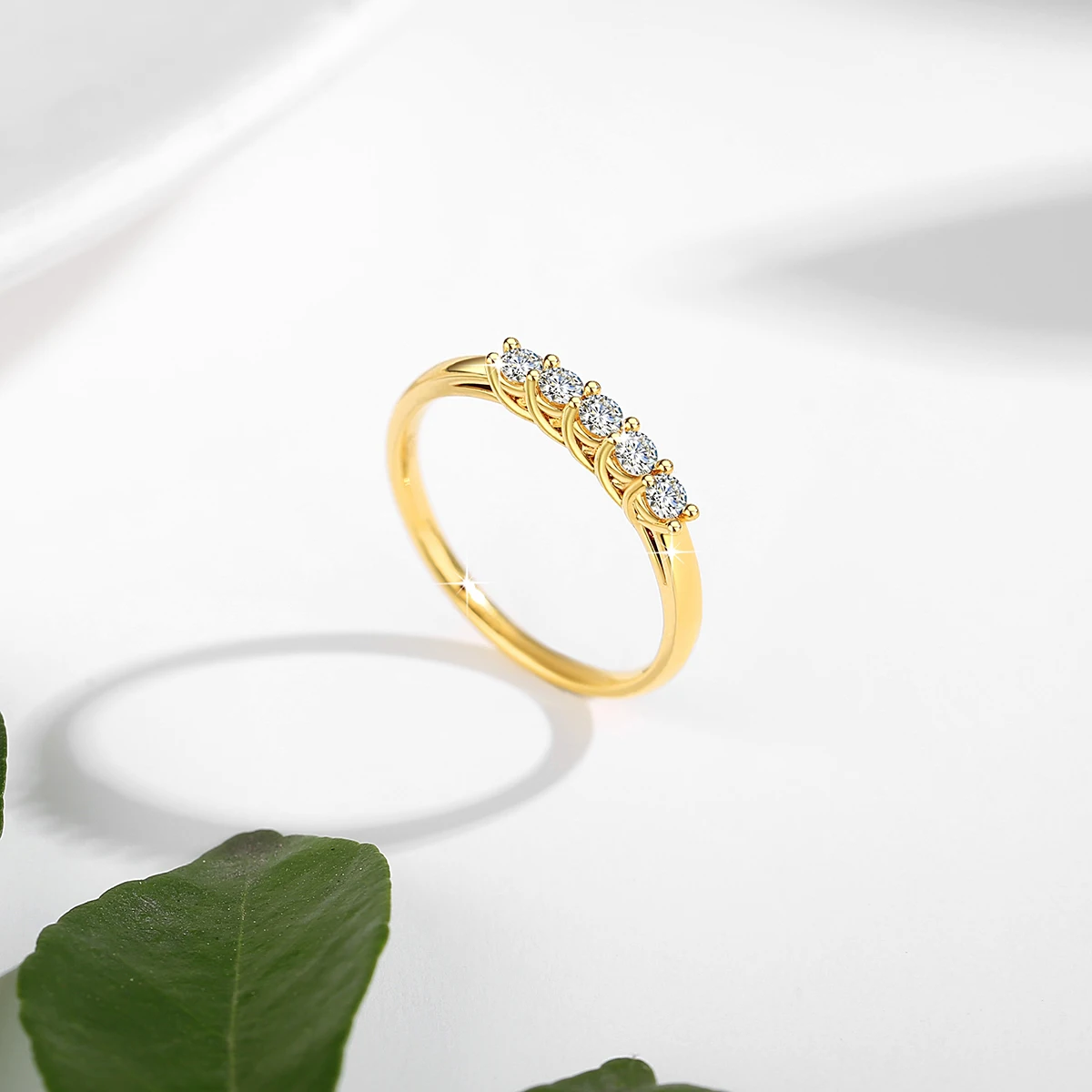 Großhandel echte 18 Karat Gold Ring mit Zertifikat europäischen Karat Gold Moissan ite Schmuck für Frauen Sommer Luxus Hochzeits geschenk