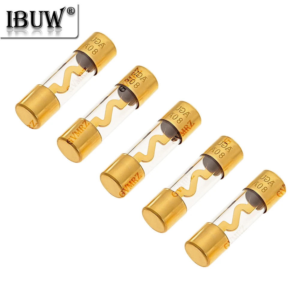 5PCS 10*38 50A 60A 40A 70A 80A 100A Gold Plated Glass AGU Fuse Fuses Pack Car Audio Amp Amplifier 10A 15A 20A 25A 30A