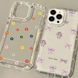 Cute Pink Bow Small Flower Print Clear Case for Realme C55 C53 C51 C21Y C25Y C35 C11 C2021 C20 C30 Realme 10 Pro Plus 8 9I 5G