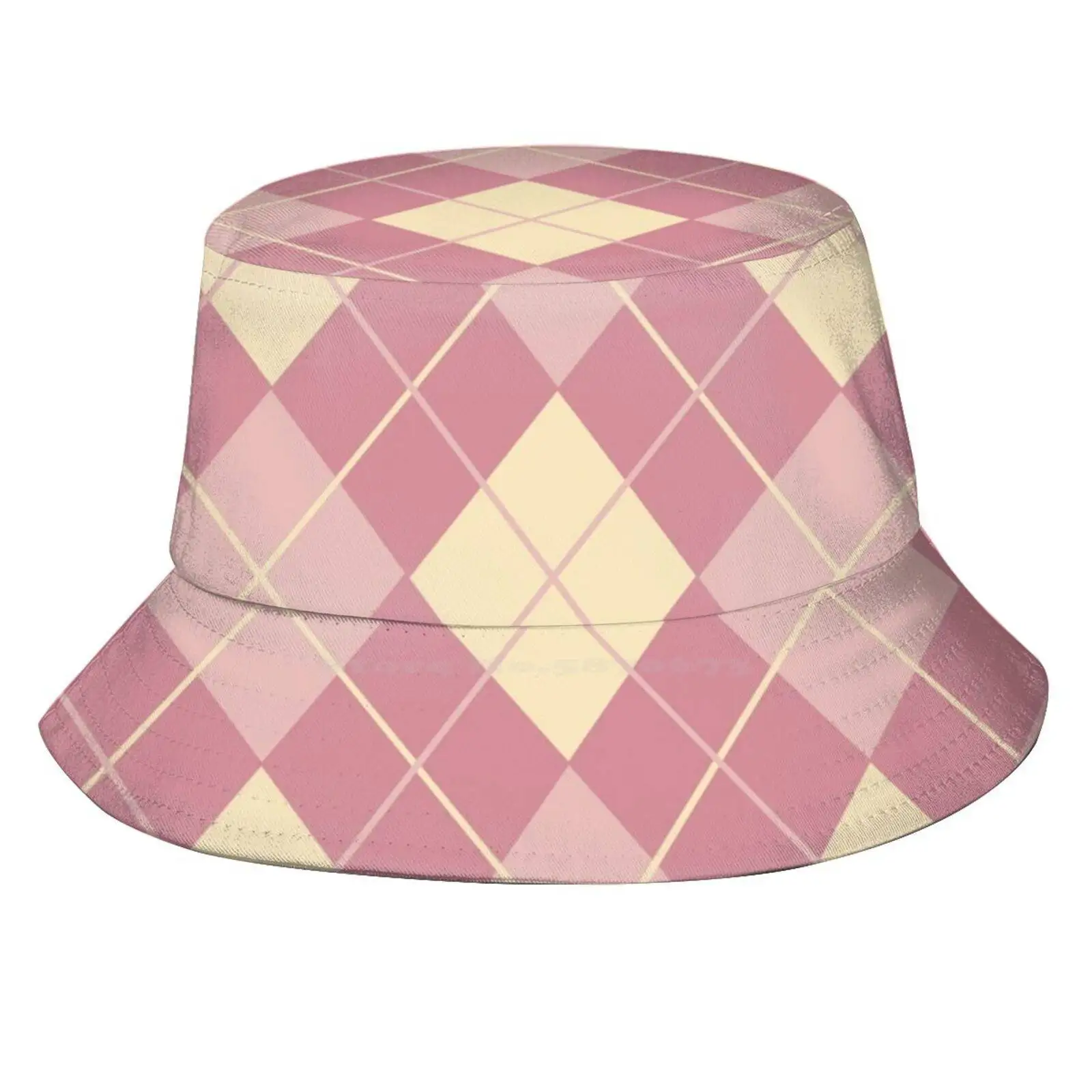 Pink Argyle Sun Cap Fisherman Hat Bucket Hats Argylle Movie Pattern Argylle Elly Conway Argylle 2024 Argylle Movie Cast