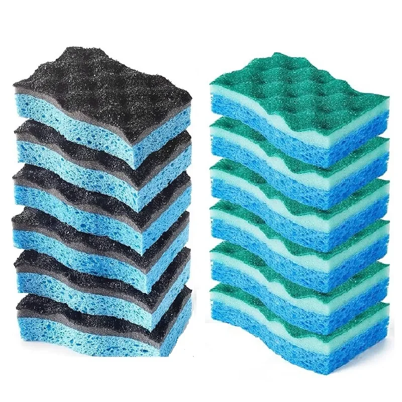 3/6pcs Multi-Use Scrub Sponge Non-Scratch Kitchen Sponges for Dishes Pots,Heavy Duty Rippled Scrubbing Pad Cleaning Tools