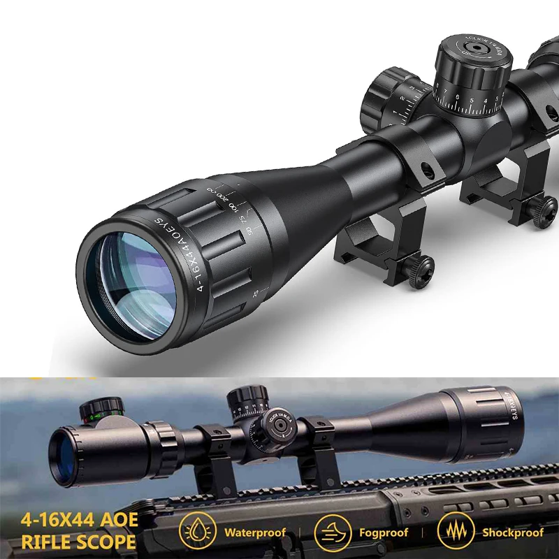 Shotgun Rifle 4-16x44 Scope Red and Green Illuminated Scope with Locking Turret Sunshade Mount Included