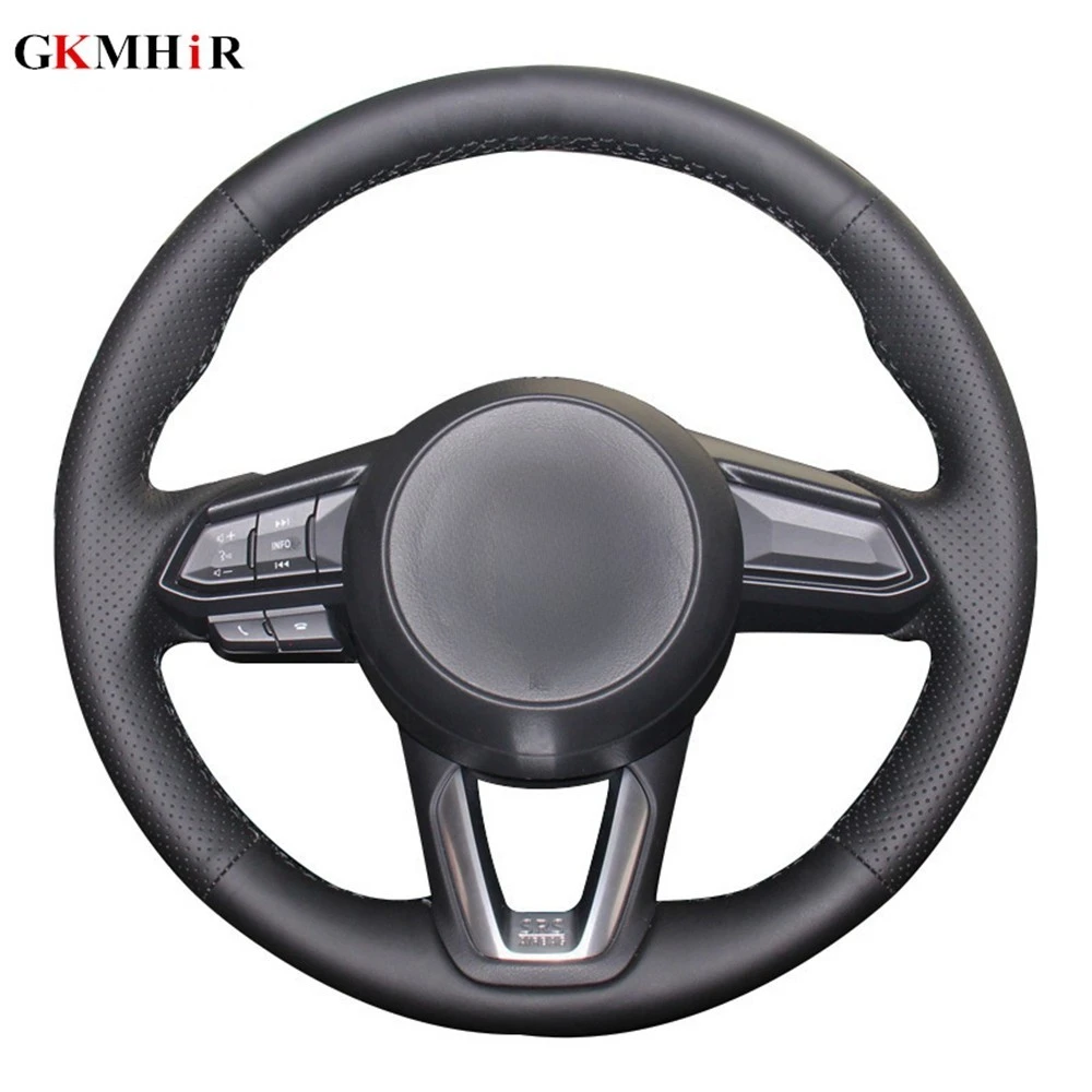 Black Artificial Leather Car Steering Wheel Cover For Mazda 3 Axela 2017-2019 For Mazda 6 Atenza 2017-2019 CX-3 CX-9 CX-5