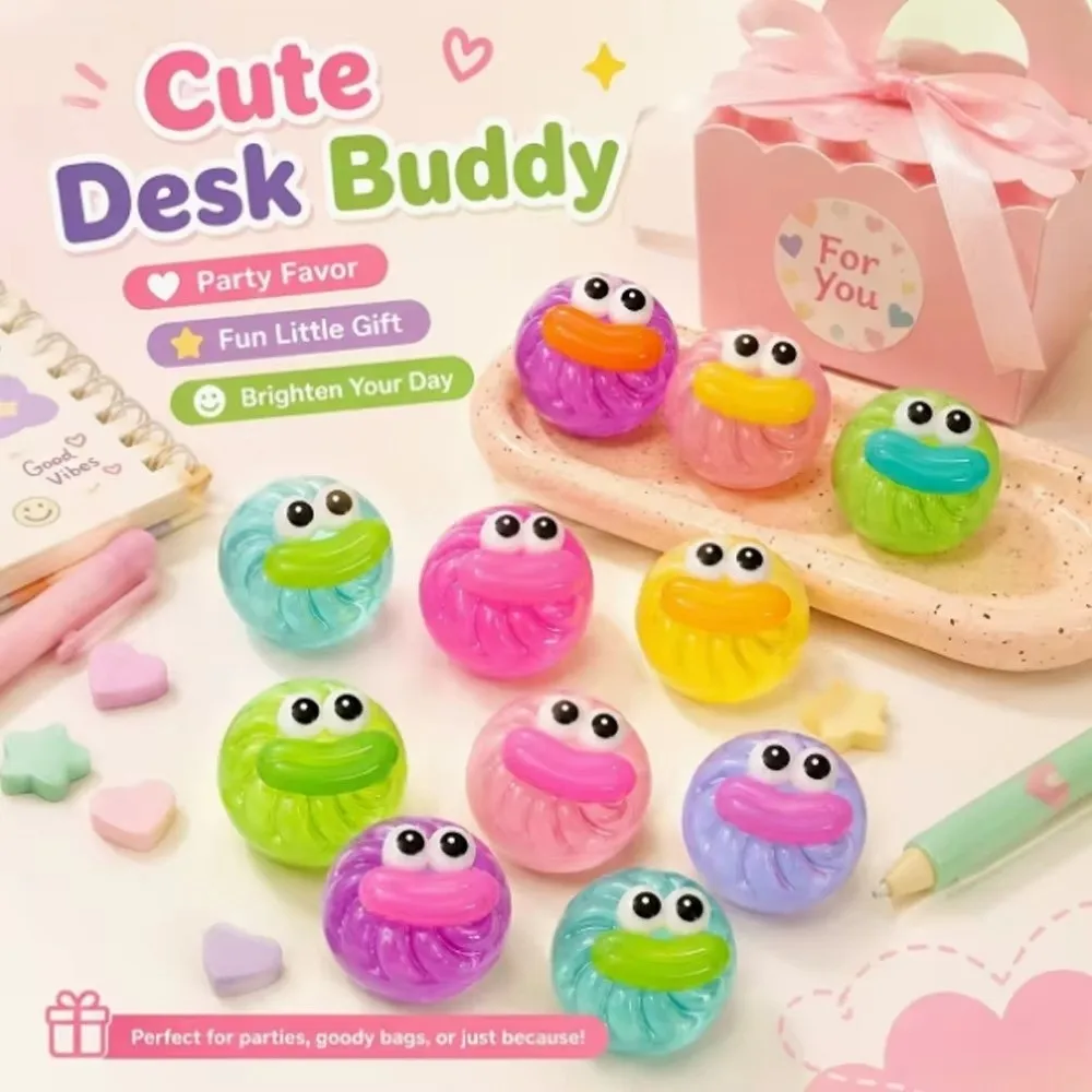 Soft Texture Squishy Fidget Chewy Texture Colorful Transparent Bun Squeezable Random Color Jelly Texture Mini Big Eyes