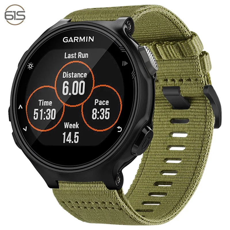 حزام نايلون متوافق مع Garmin Forerunner 735xt/220/230/235/620/630 حزام رياضي لملحقات حزام Garmin Approach S20/S5/S6