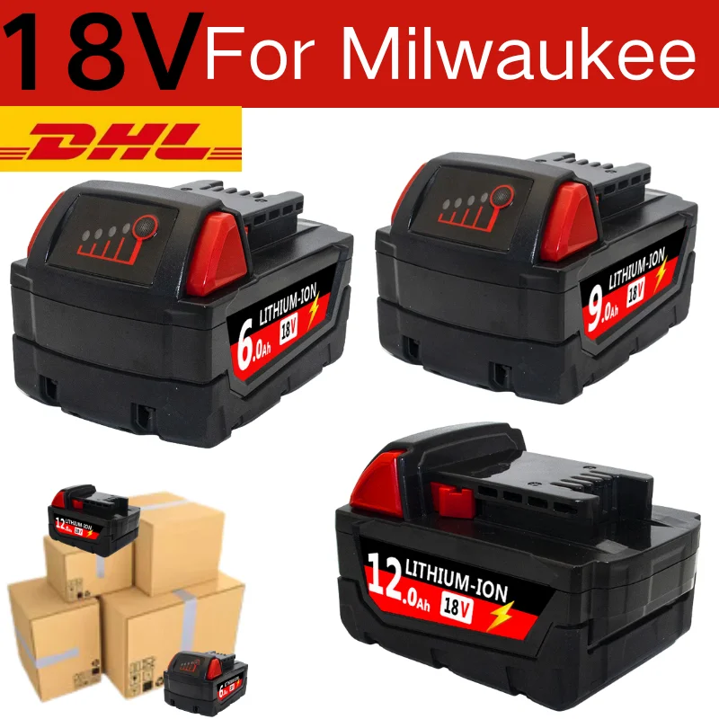 

Original for Milwaukee m18 Battery 18V 12000mAh Li-Ion Replacement Battery 48-11-1815 M18B2 M18B4 M18BX L50 Cordless Power Tools