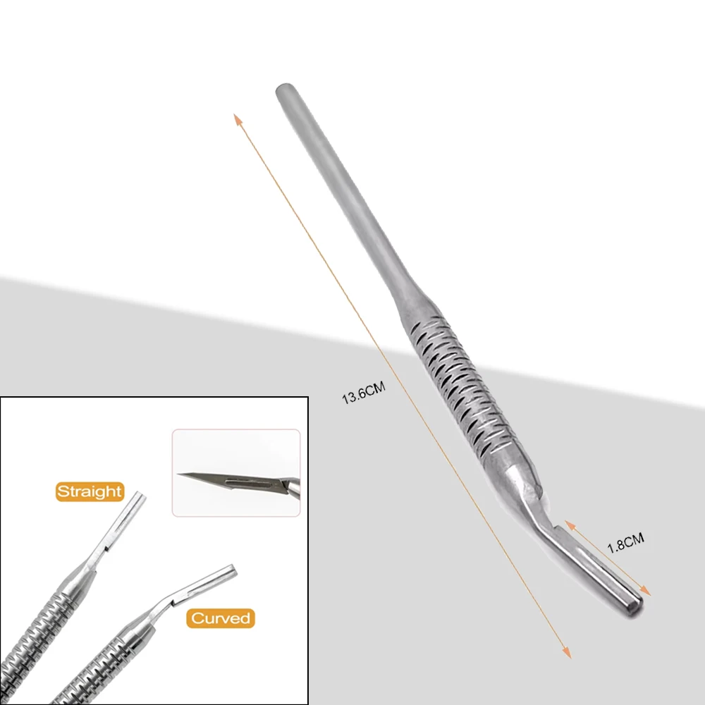 

Dental Scalpel Handle Stainless Steel for No.3 Blade - Curved/Straight Oral Surgery Tool Sterilizable & Durable