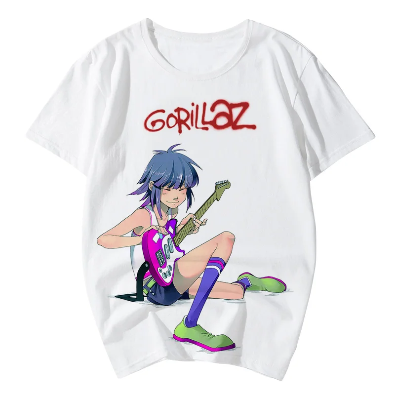 Rock Band T-Shirts Gorillaz Printed Men Women Casual Short Sleeve Cotton T Shirt Streetwear Harajuku Unisex Tees Tops Clothing