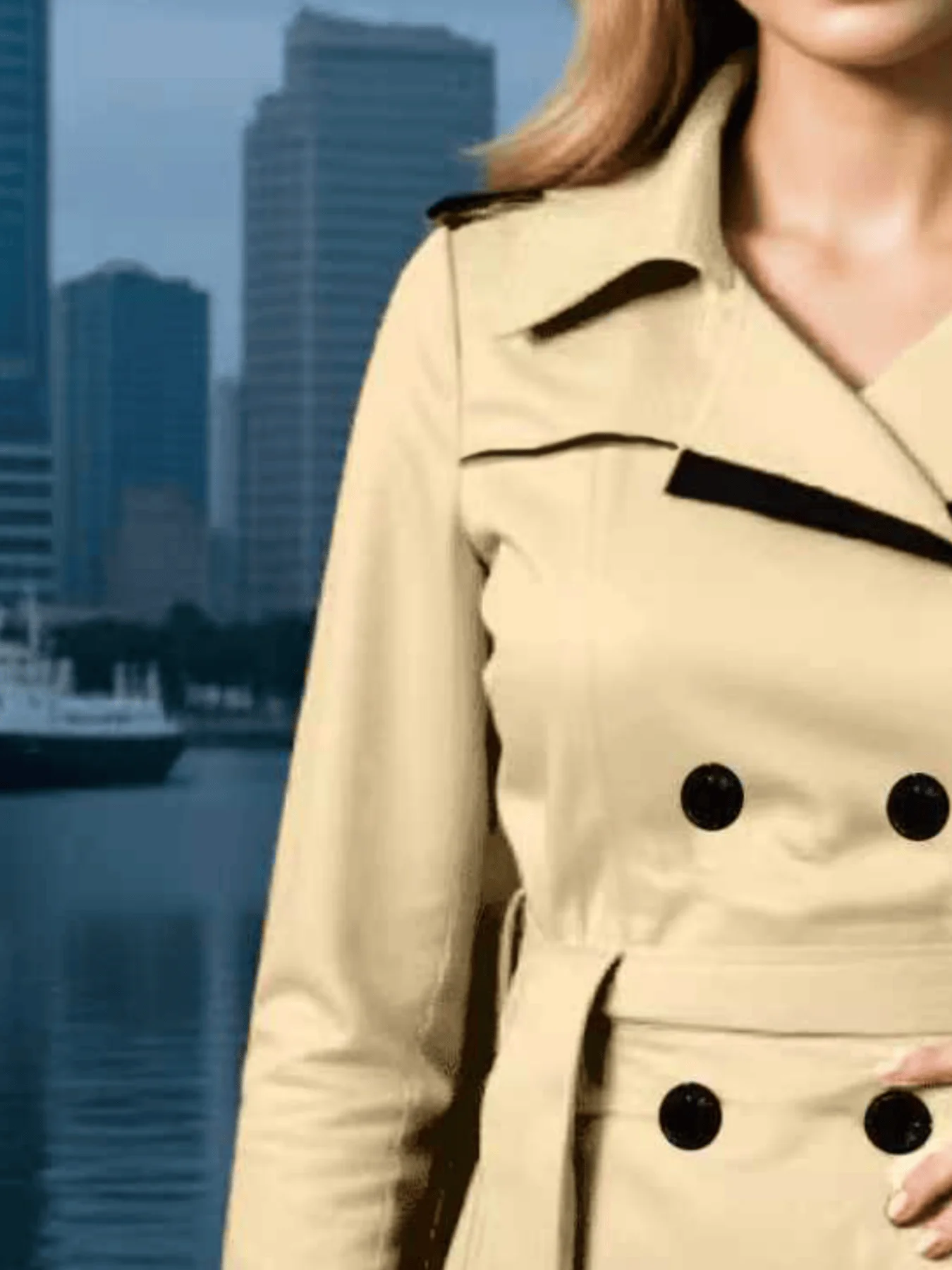European American Style Double-Breasted Trench Coat, Elegant Thin Jacket for Women - Spring Autumn Street Wear Quality