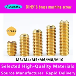 DIN916 brass machine screw ROSH copper headless hex socket set top screw stop copper concave end M3M6-M10