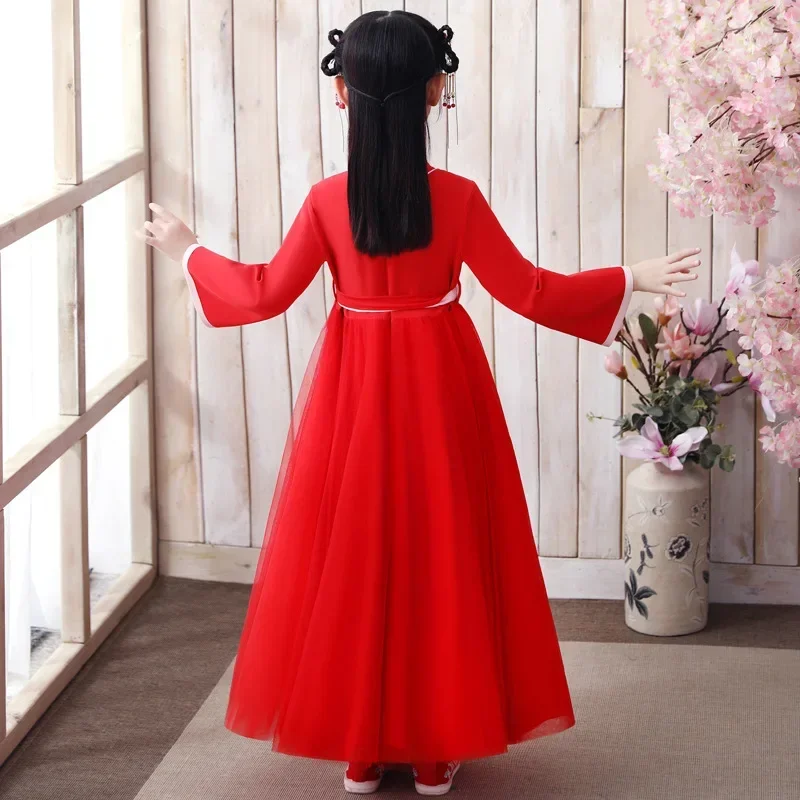 Children Chinese Traditional Ancient Hanfu Kids Photography Perform Costumes Girls Embroidery Chinese Lovely Tang Suit