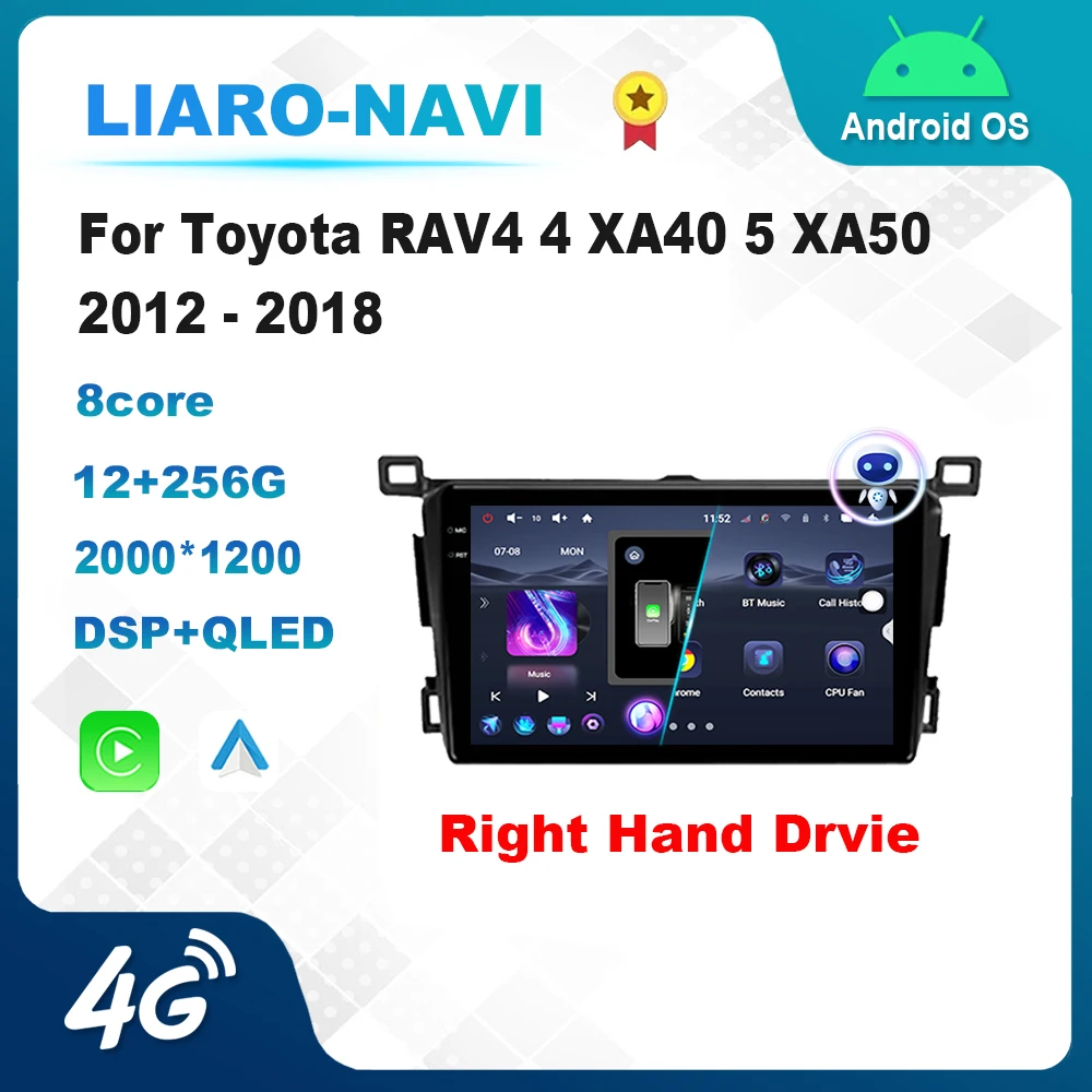 

9 '' Right Hand Drive for Toyota RAV4 4 XA40 5 XA50 2012 - 2018 GPS WiFi Cooling fan Touch Screen Android car multimedia Player