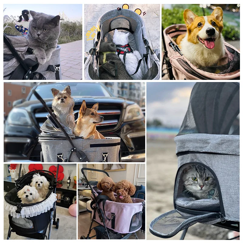 SP02F-L Car Bag Split Universal Wheel Cat Dog Cart Universal Pet Cart