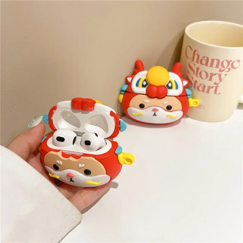 

Cartoon Dragon Case for AirPods 4 Airpod 1 2 3 Pro Pro2 Bluetooth Earbuds Charging Box Protective Earphone Case Cover