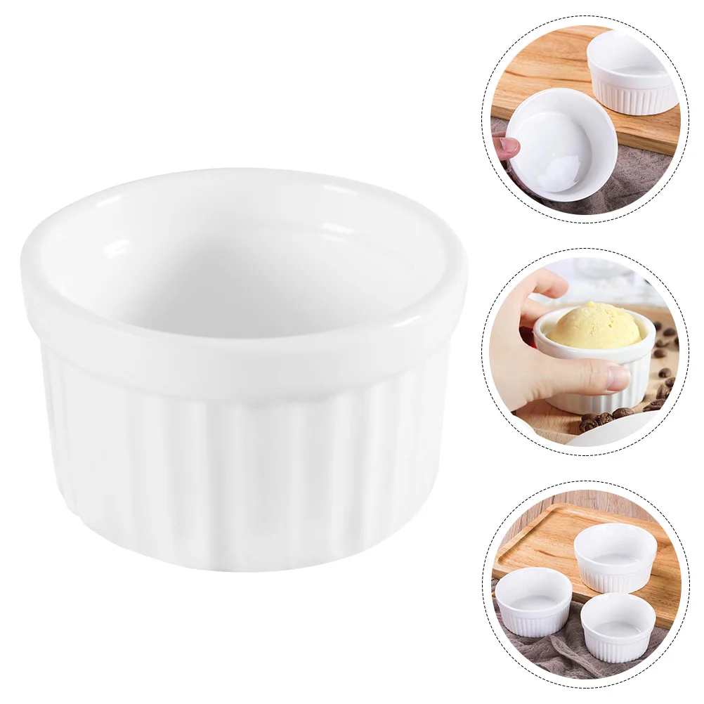

Ceramic Baking Bowl Set Smooth Surface Pudding Ramekins Oven Safe Microwave Freezer Refrigerator Safe for Dessert Cake Air