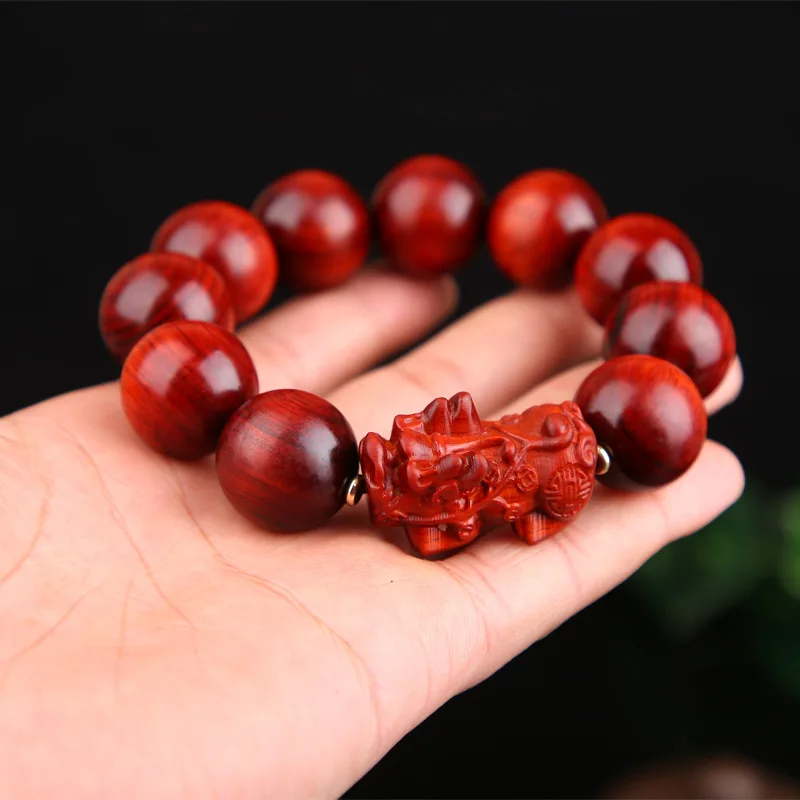 High-density Pixiu , single-loop men's wholesale small-leaf rosewood bracelet, ethnic style vintage Buddhist be