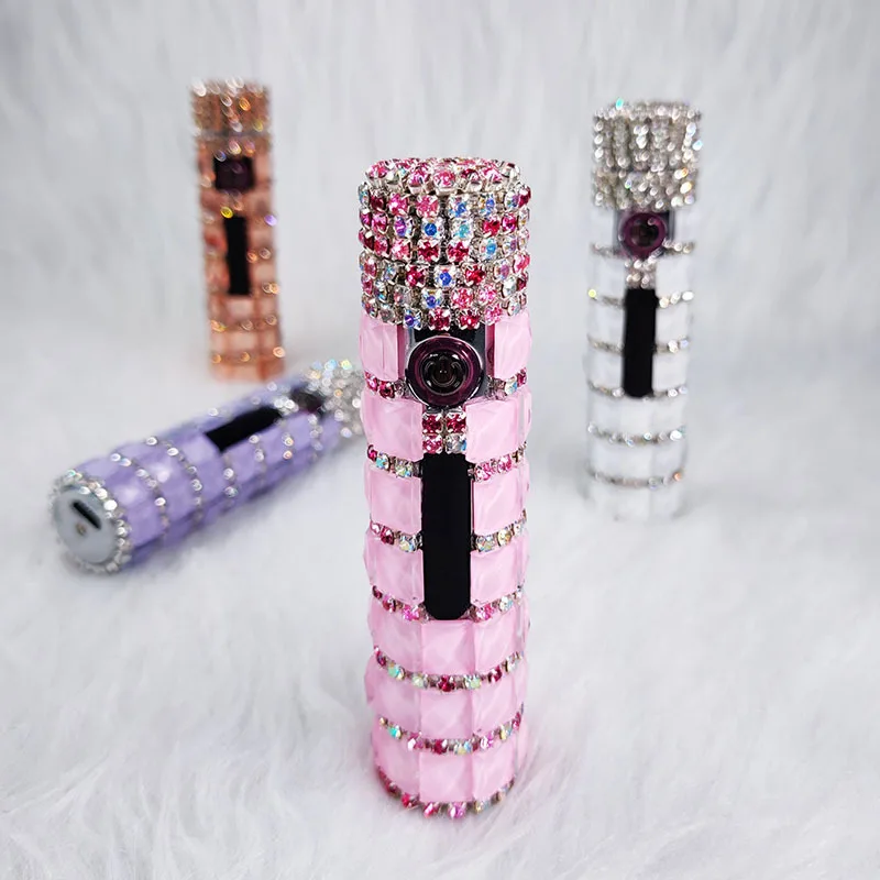 New Diamond Double Arc Lighter Personalized Creative Cylindrical Windproof Charging Lighter Cigarette Accessories Ladies Gifts