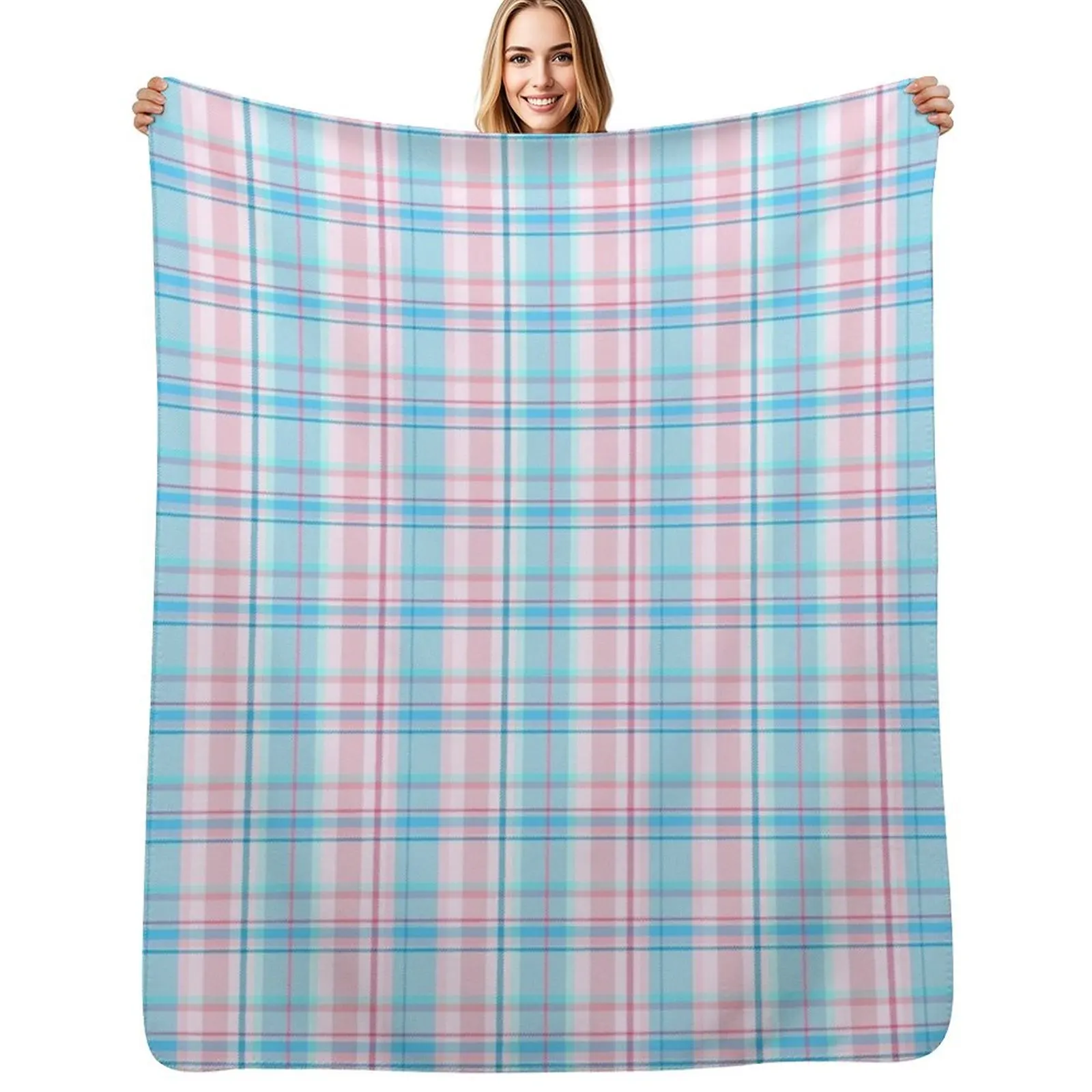 Trans Pride Tartan Throw Blanket Blankets For Sofas Designers Beautifuls Tourist Shaggy Blankets For Bed Blankets