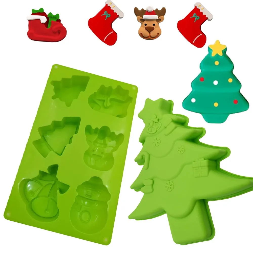 Christmas Silicone Baking Mold Classic Green Christmas Tree/Pendant MoldChocolate Cake Jelly Mold SiliconeSuitable for Christmas