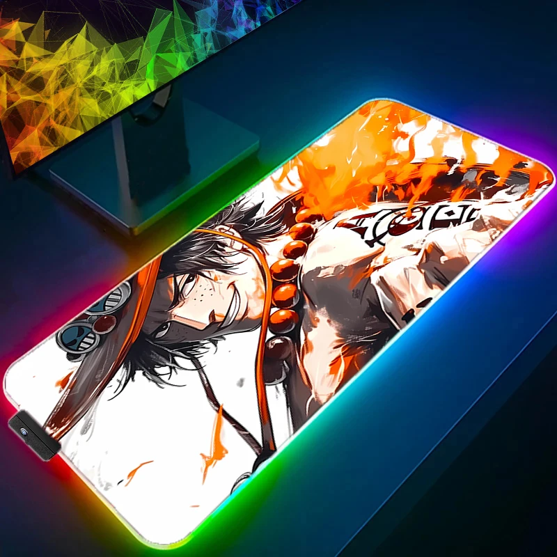 Rgb led mouse pad portátil uma peça portgas · d · ace teclado antiderrapante anime tablet almofada acessórios para pc mousepad tapete de mesa de jogos