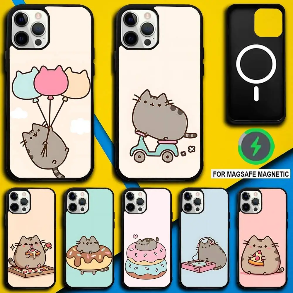 

Cartoon Cat P-Push-S Phone Case For iPhone 16,15,14,13,12,11,Pro,Max,Plus,Mini,SE4,E Magnetic Magsafe Wireless Charging