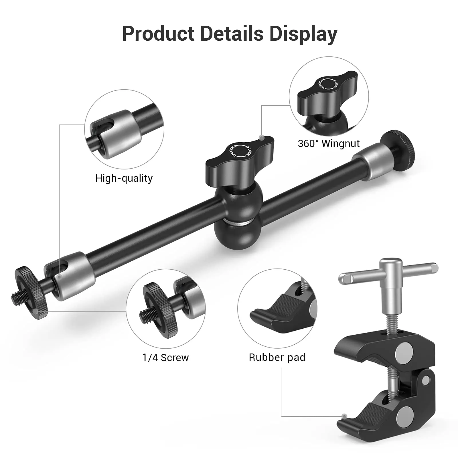 SMALLRIG-Super abrazadera y brazo mágico articulado de fricción ajustable de 9 pulgadas, con tornillo de 1/4 pulgadas para Monitor LCD/luces LED, 2732