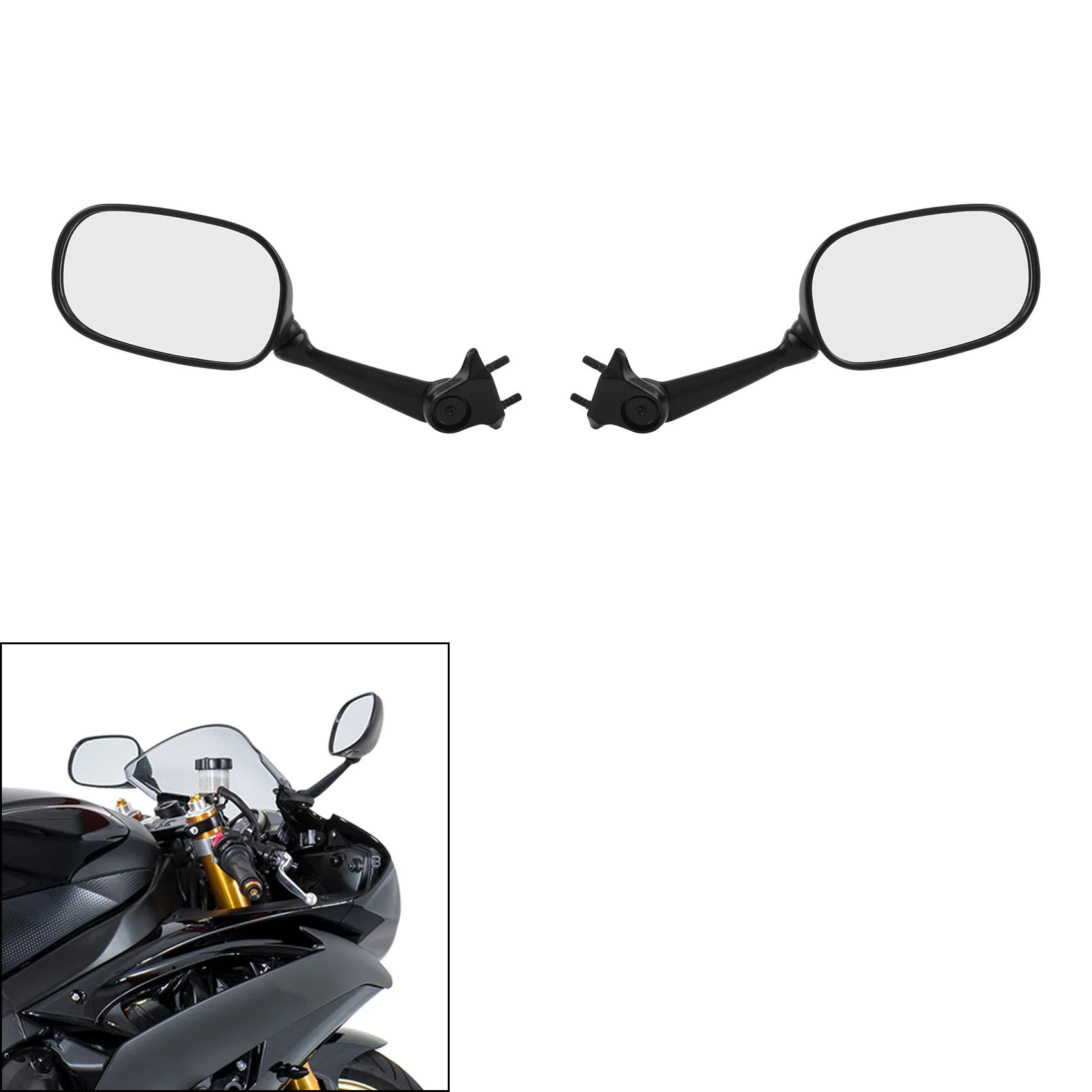 Motorcycle one pair Rear View Mirrors For Yamaha YZF R6 YZF-R6 2008-2016 2009 2010 2011 12 13 14 15 Black