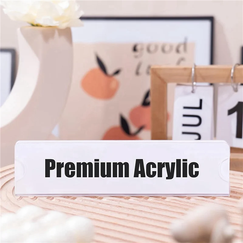 Superior 60X Acrylic Name Plate Holder Premium, 2X8 Inch,Clear Acrylic Plastic Sign Holder Frame Wall Name Plates For Office