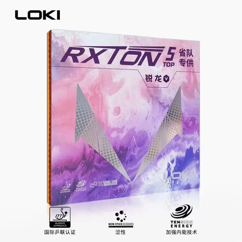 LOKI RXTON 5 TOP 탁구 러버 시트 핍스인 무점착 핑퐁 러버 (2.1mm 쿤룬 스펀지, 아크형, 빠른 공격, ITTF 인증)