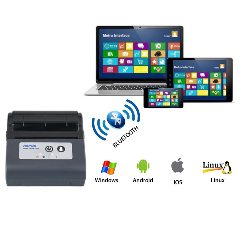 

HSPOS 3inch Thermal Portable Printer 80mm/s Auto cutter Various Languages Easy to Use Outdoor Ready