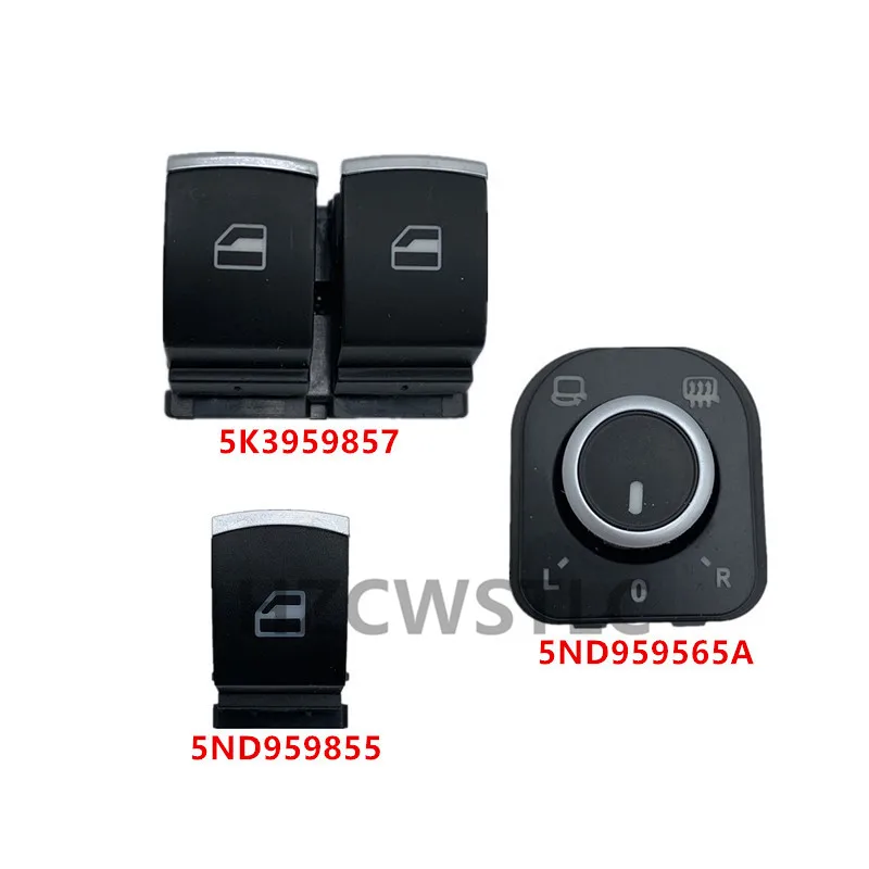 Chrome Window Switch Mirror Button 5K3959857 5ND959565A 5ND959855 for VW Passat B6 Eos Golf 5 6 Plus GTI Mk5 Mk6 Tiguan SCIROCCO