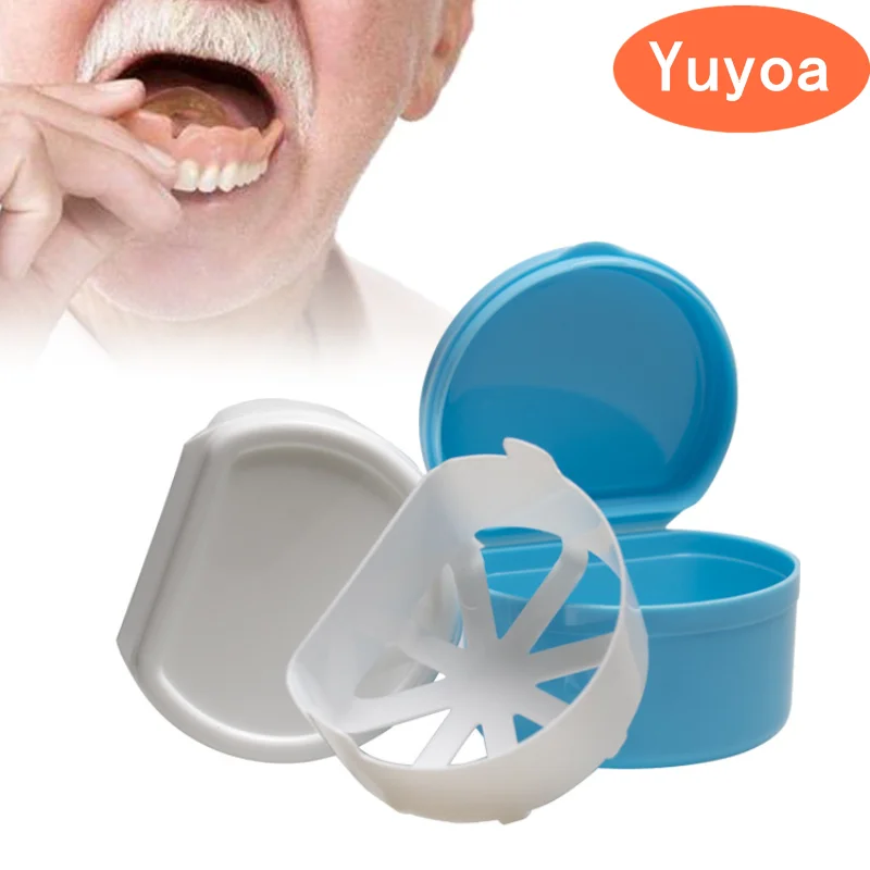 20pcs Denture Bath Box Cleaning False Teeth Storage Box With Hanging Net Container Artificial Tooth Case Orthodontic Retainer