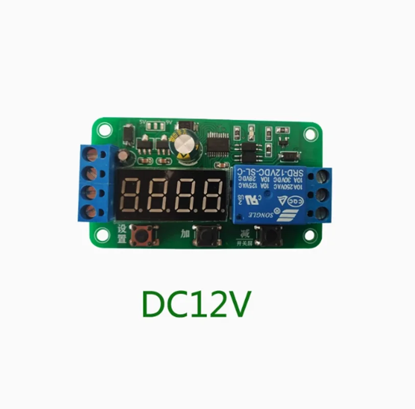 Multi functional delay relay module countdown 5V 12V 24V power on triggers cycle timing programming refresh screen