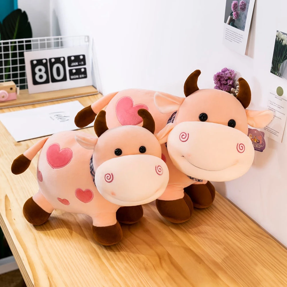 Boneka sapi zodiak Super lembut, mainan dekorasi tiga warna lucu dan menarik 25CM untuk anak laki-laki dan perempuan